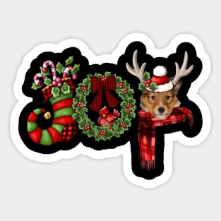 Christmas Joy Dwarf Stocking Reindeer Shetland Sheepdog Sticker